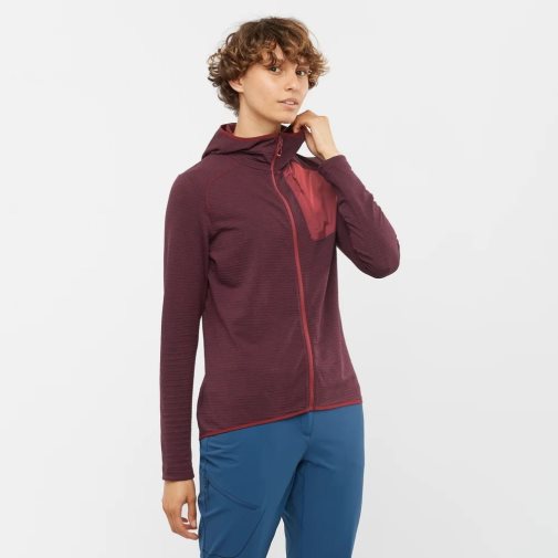 Casaco Salomon Essential Lightwarm Encapuzado Feminino Bordeaux | PT K36492